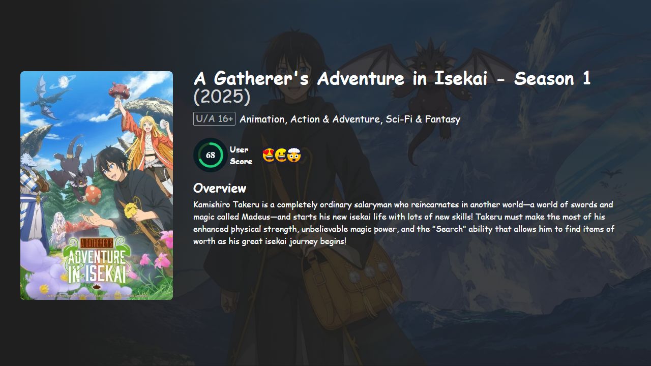 A Gatherer’s Adventure in Isekai Season 1 Hindi-English-Japanese Dubbed