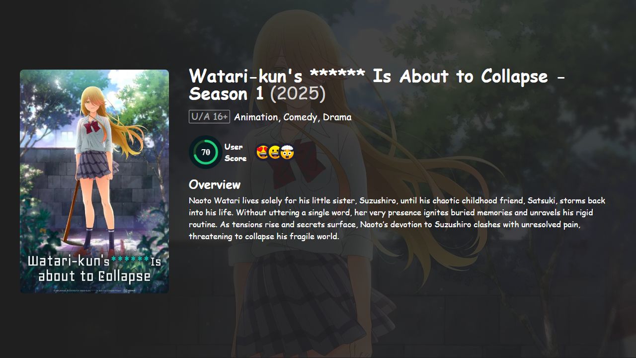 Watari-kun’s ****** Is About to Collapse Season 1 Japanese Dubbed