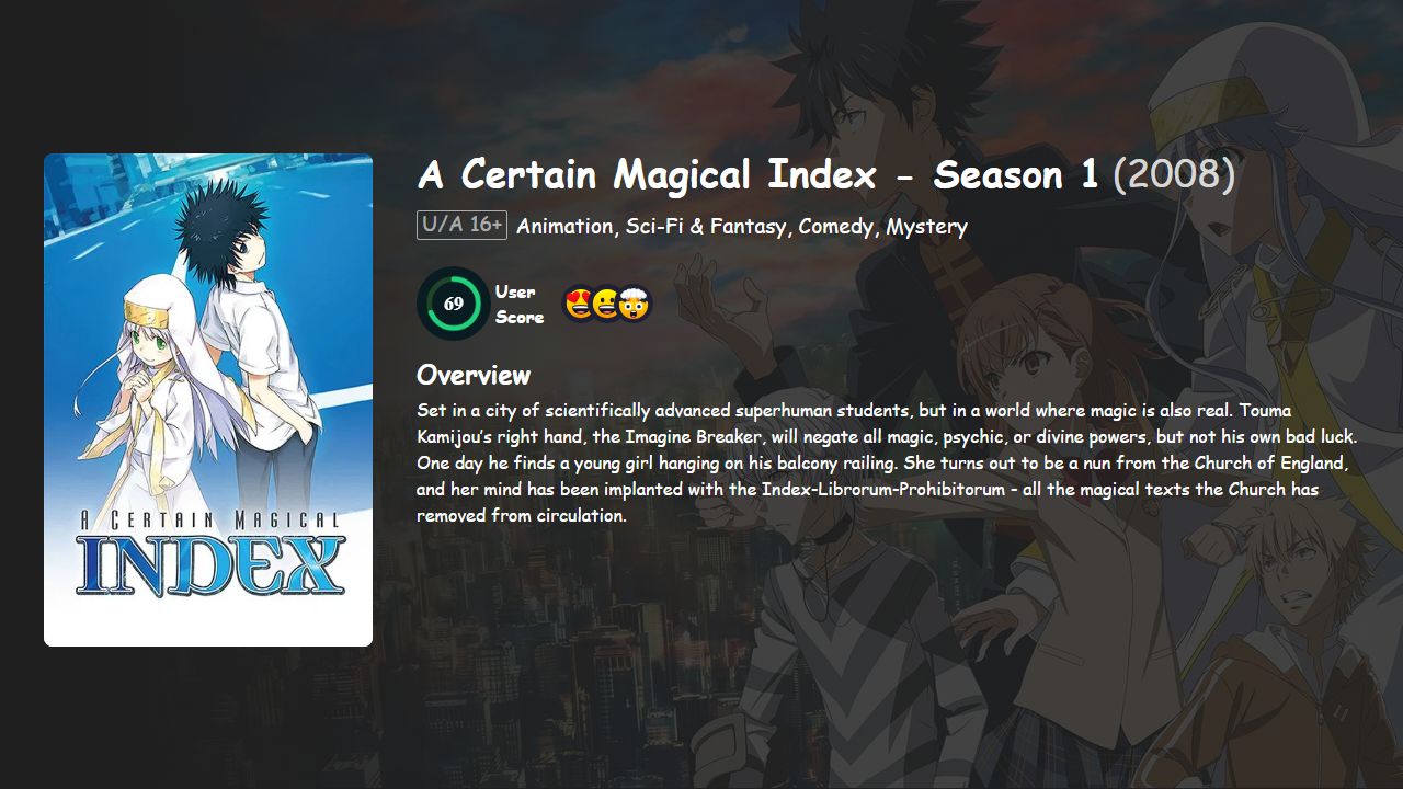A Certain Magical Index Season 1 Japanese Dubbed