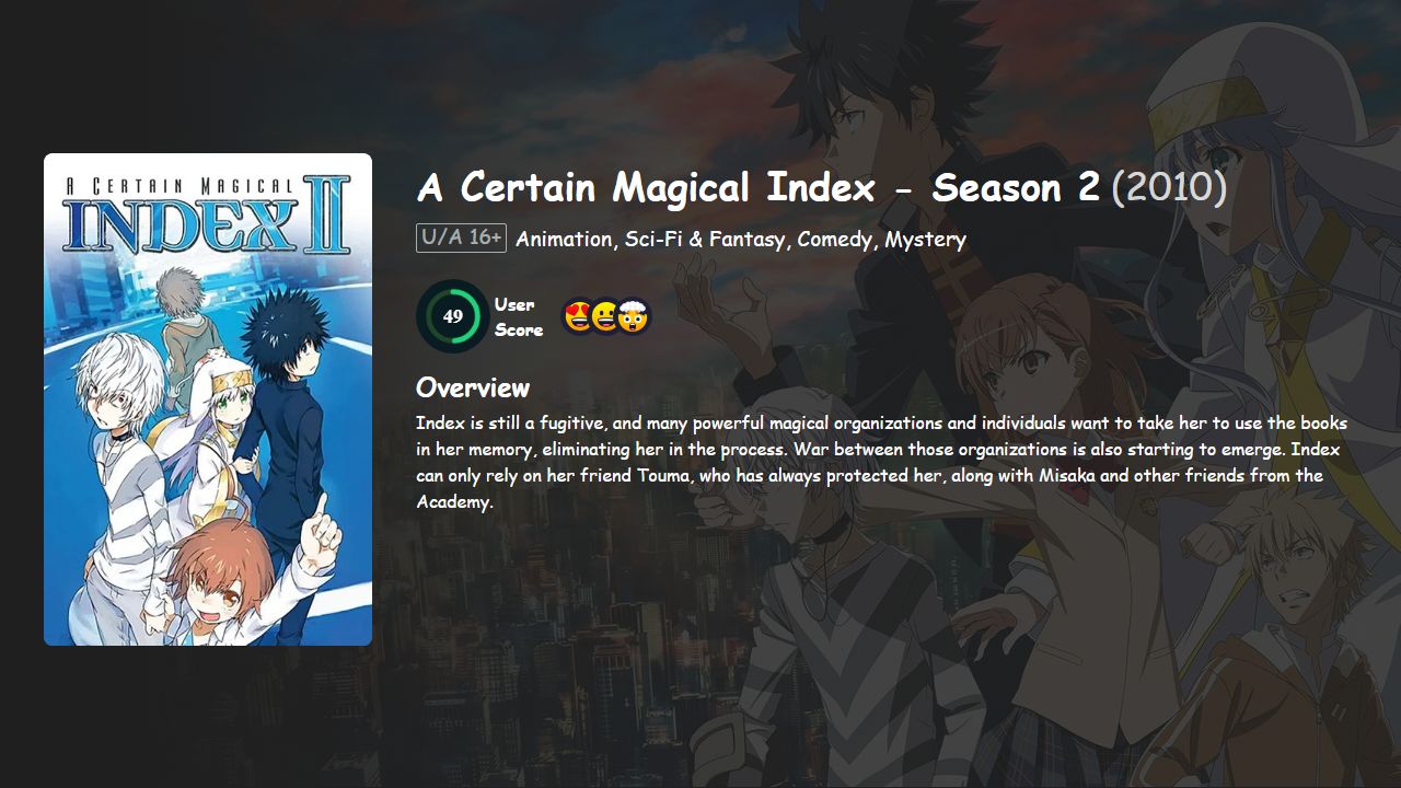 A Certain Magical Index Season 2 Japanese Dubbed