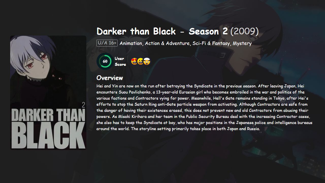 Darker than Black Season 2 English-Japanese Dubbed