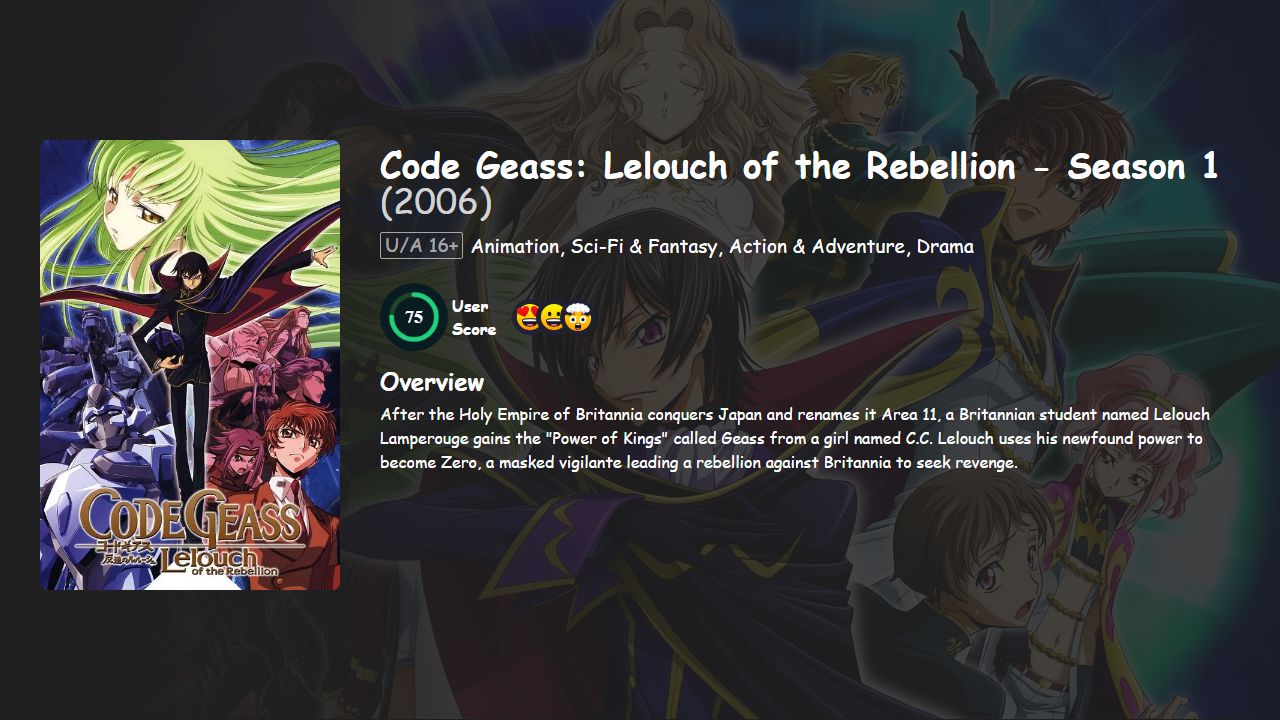 Code Geass: Lelouch of the Rebellion Season 1 Hindi-English-Japanese Dubbed