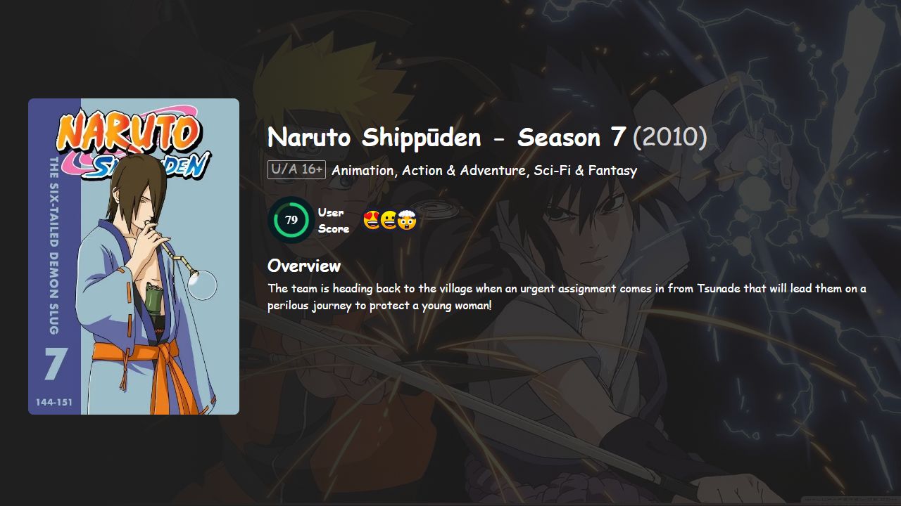 Naruto Shippūden Season 7 Hindi-Tamil-Malayalam-English-Japanese Dubbed