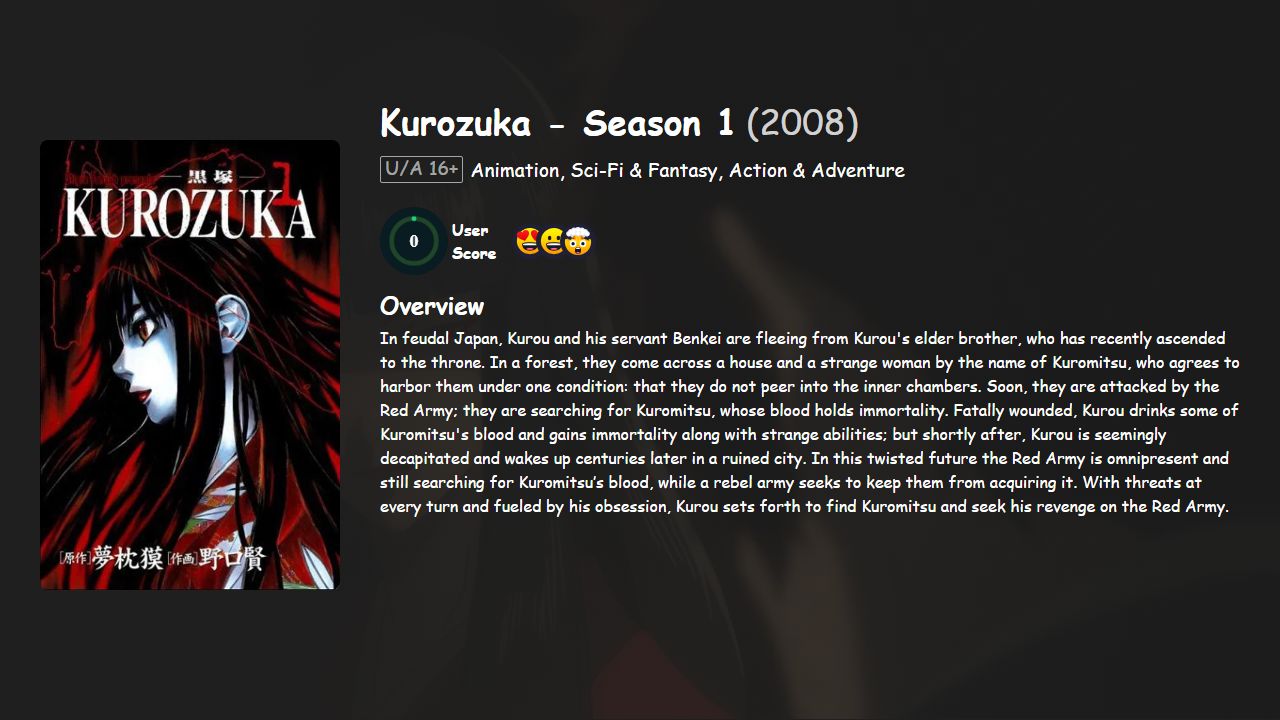 Kurozuka Season 1 Hindi-English-Japanese Dubbed