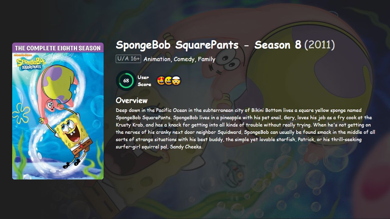 SpongeBob SquarePants Season 8 Hindi-Telugu-Tamil-Kannada-Malayalam-English Dubbed