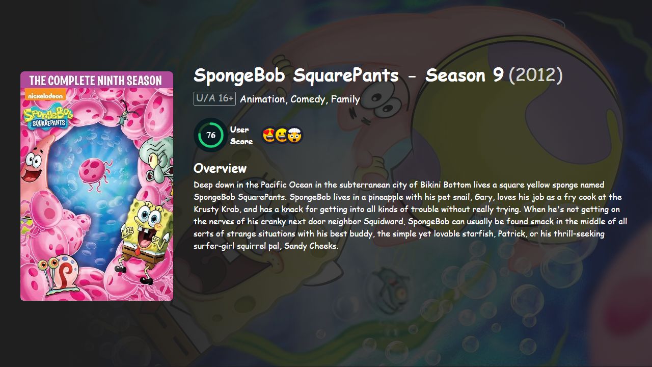 SpongeBob SquarePants Season 9 Hindi-Telugu-Tamil-Kannada-Malayalam-English Dubbed