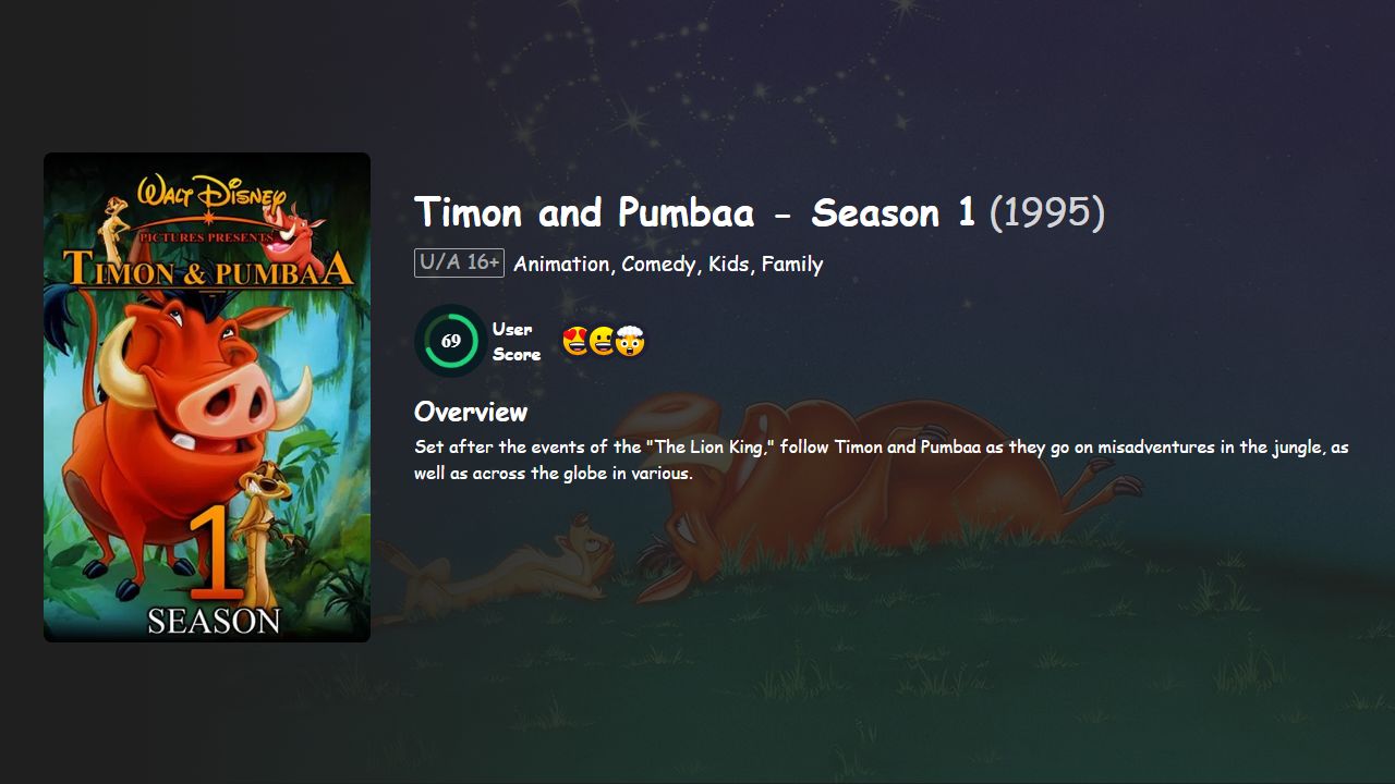 Timon and Pumbaa Season 1 Hindi-Telugu-Tamil-English Dubbed