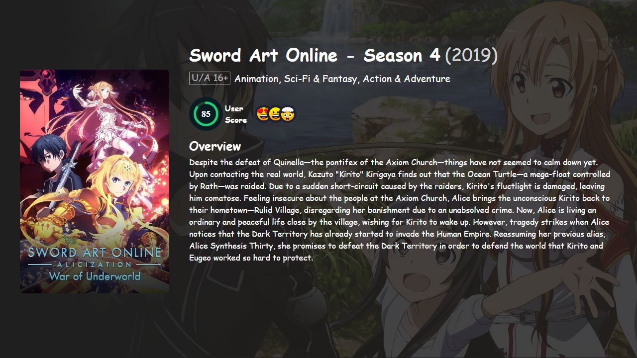 Sword Art Online Season 4 Hindi-English Dubbed
