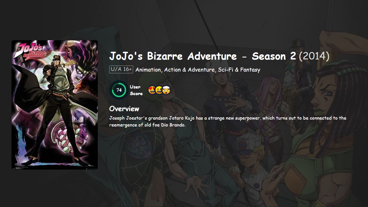 JoJo’s Bizarre Adventure Season 2 Hindi-English-Japanese Dubbed