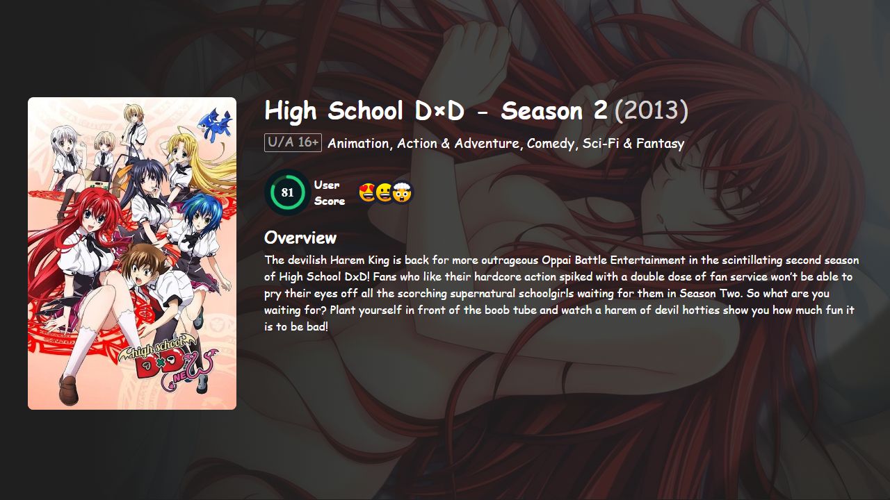 High School D×D Season 2 Hindi-English-Japanese Dubbed