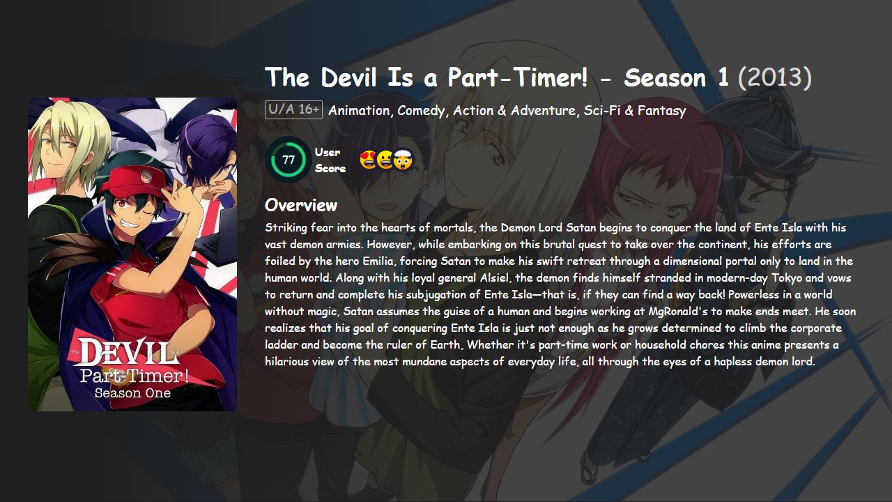The Devil Is a Part-Timer! Season 1 English-Japanese Dubbed