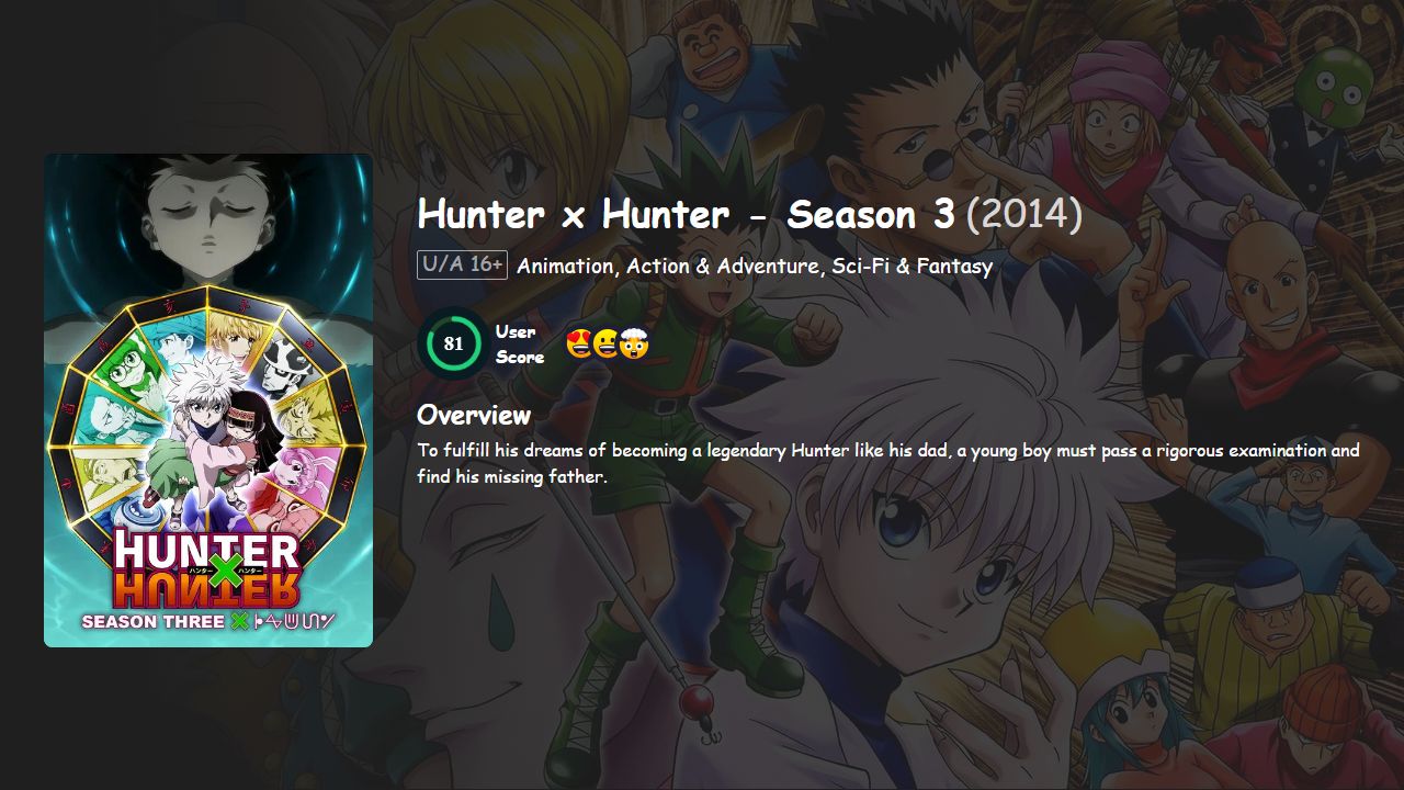 Hunter x Hunter Season 3 Hindi-Urdu-English-Japanese Dubbed