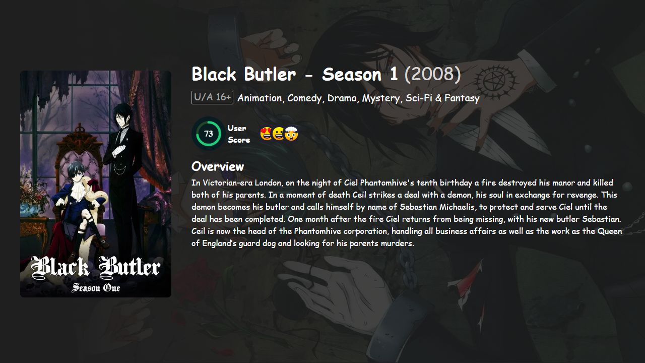 Black Butler Season 1 Hindi-English-Japanese Dubbed