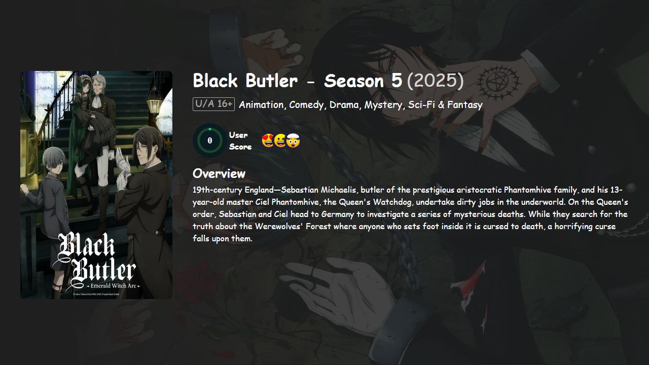 Black Butler Season 5 Hindi-Telugu-Tamil-English-Japanese Dubbed