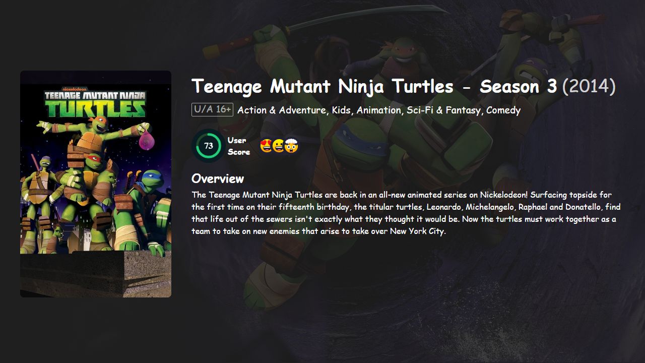 Teenage Mutant Ninja Turtles Season 3 Hindi-Telugu-Tamil-Malayalam-English Dubbed