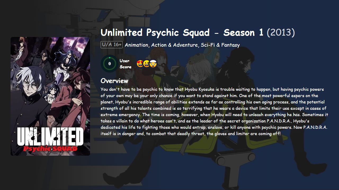 Unlimited Psychic Squad Season 1 Japanese Dubbed