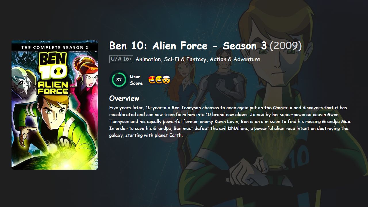 Ben 10: Alien Force Season 3 Hindi-Bengali-English Dubbed