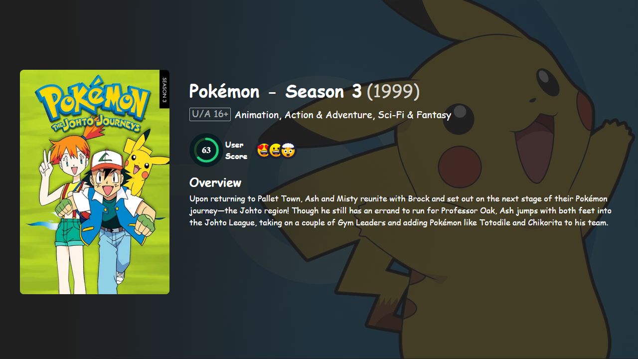 Pokémon Season 3 Hindi-Telugu-Tamil-English Dubbed