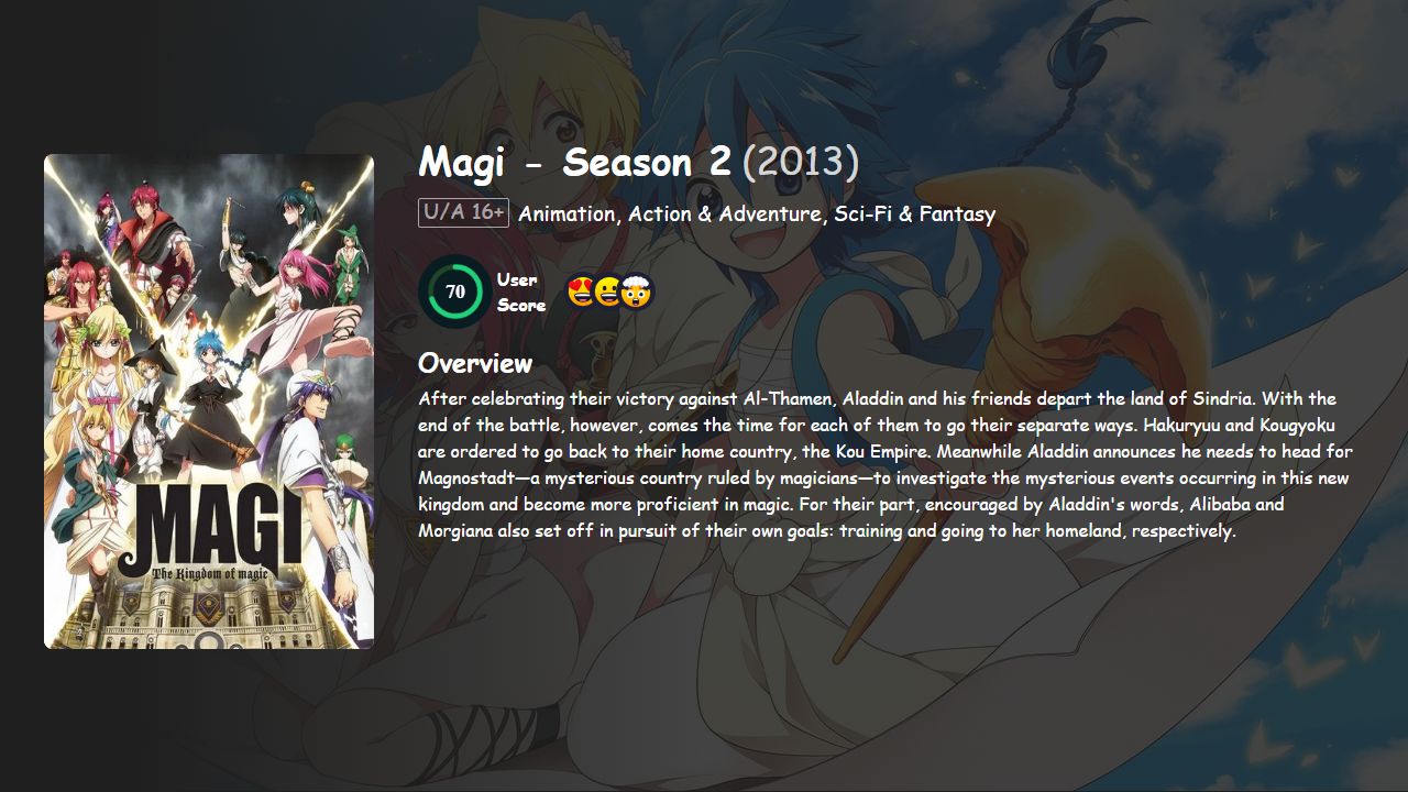 Magi Season 2 English-Japanese Dubbed