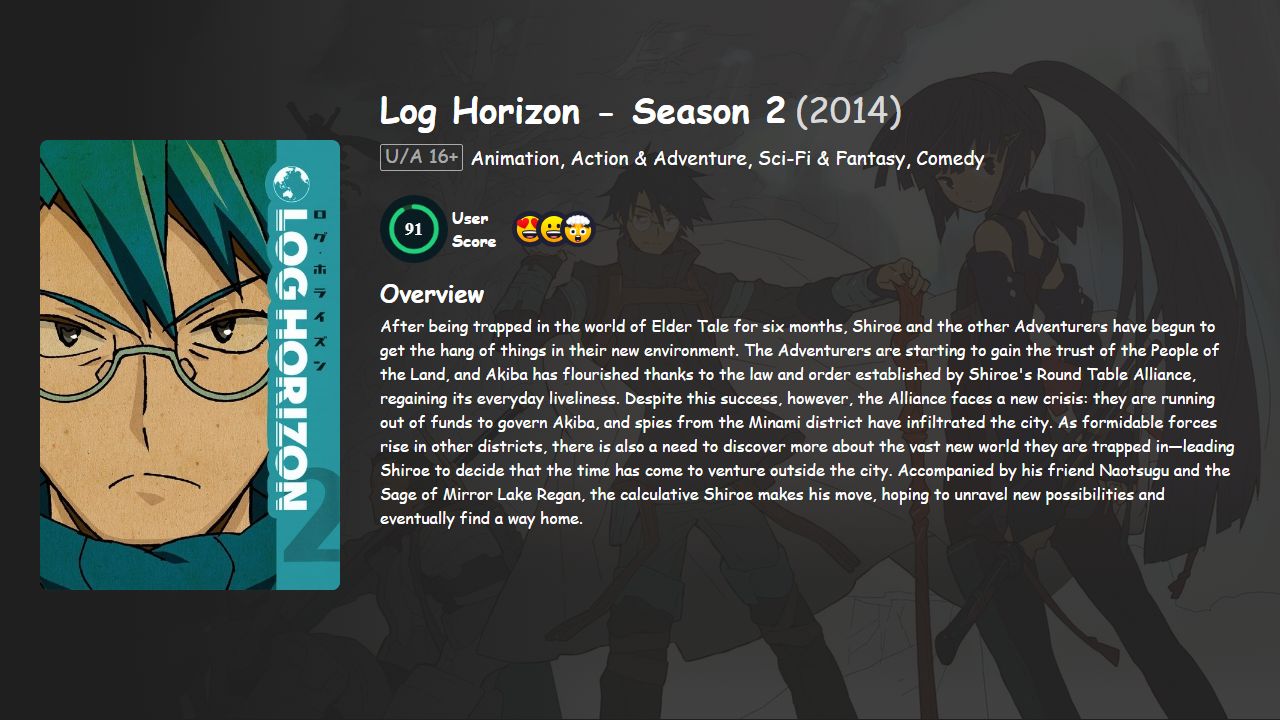 Log Horizon Season 2 Hindi-English-Japanese Dubbed