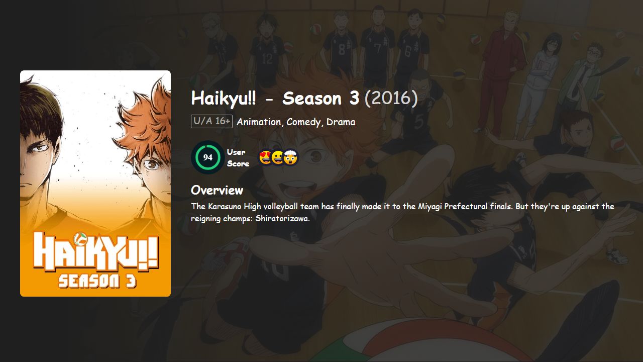 Haikyu!! Season 3 Hindi-Telugu-Tamil-English-Japanese Dubbed