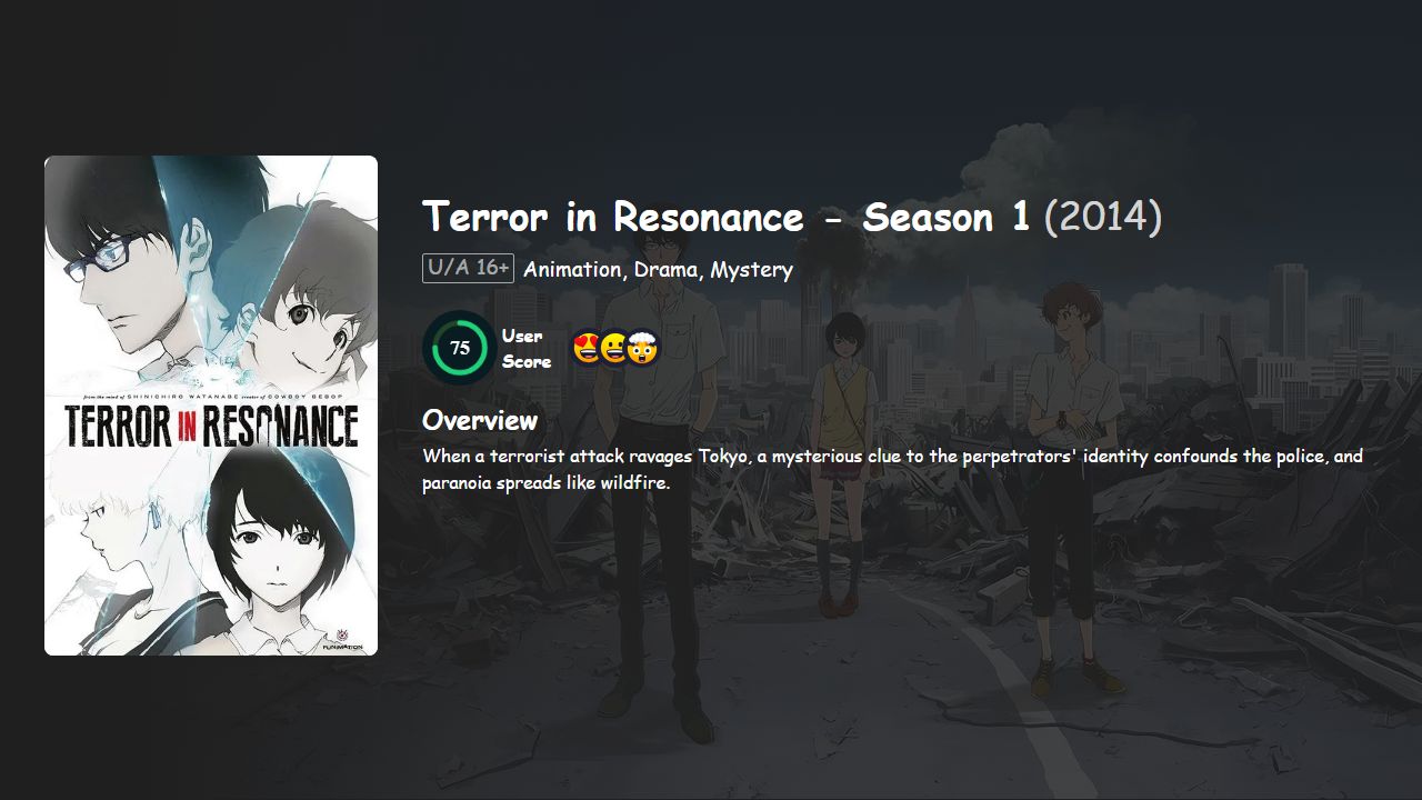 Terror in Resonance Season 1 Japanese Dubbed