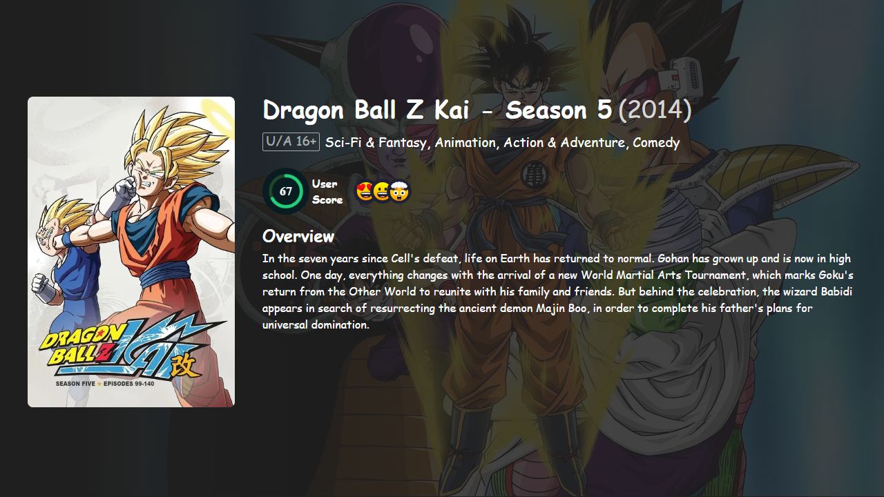 Dragon Ball Z Kai Season 5 Hindi-Telugu-Tamil-English-Japanese Dubbed