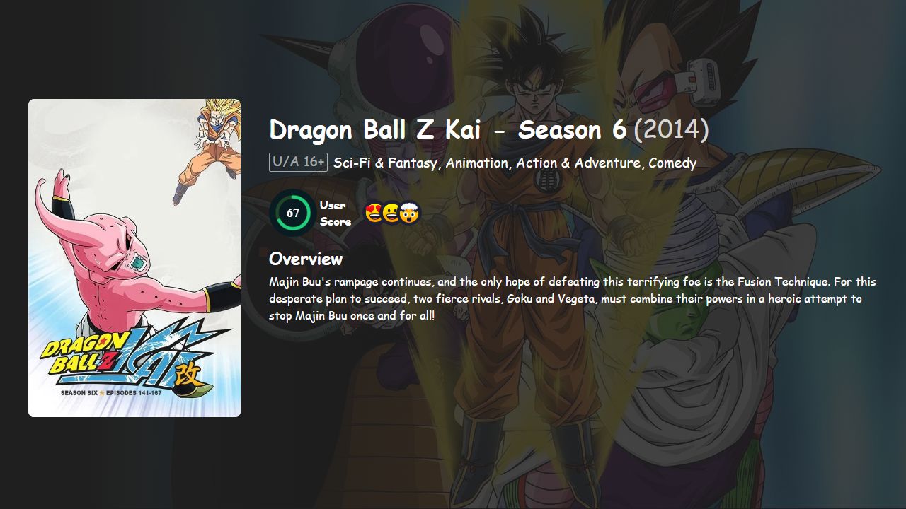 Dragon Ball Z Kai Season 6 Hindi-Telugu-Tamil-English-Japanese Dubbed