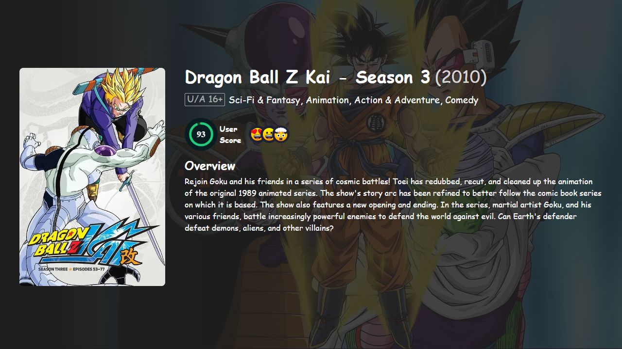 Dragon Ball Z Kai Season 3 Hindi-Telugu-Tamil-English-Japanese Dubbed