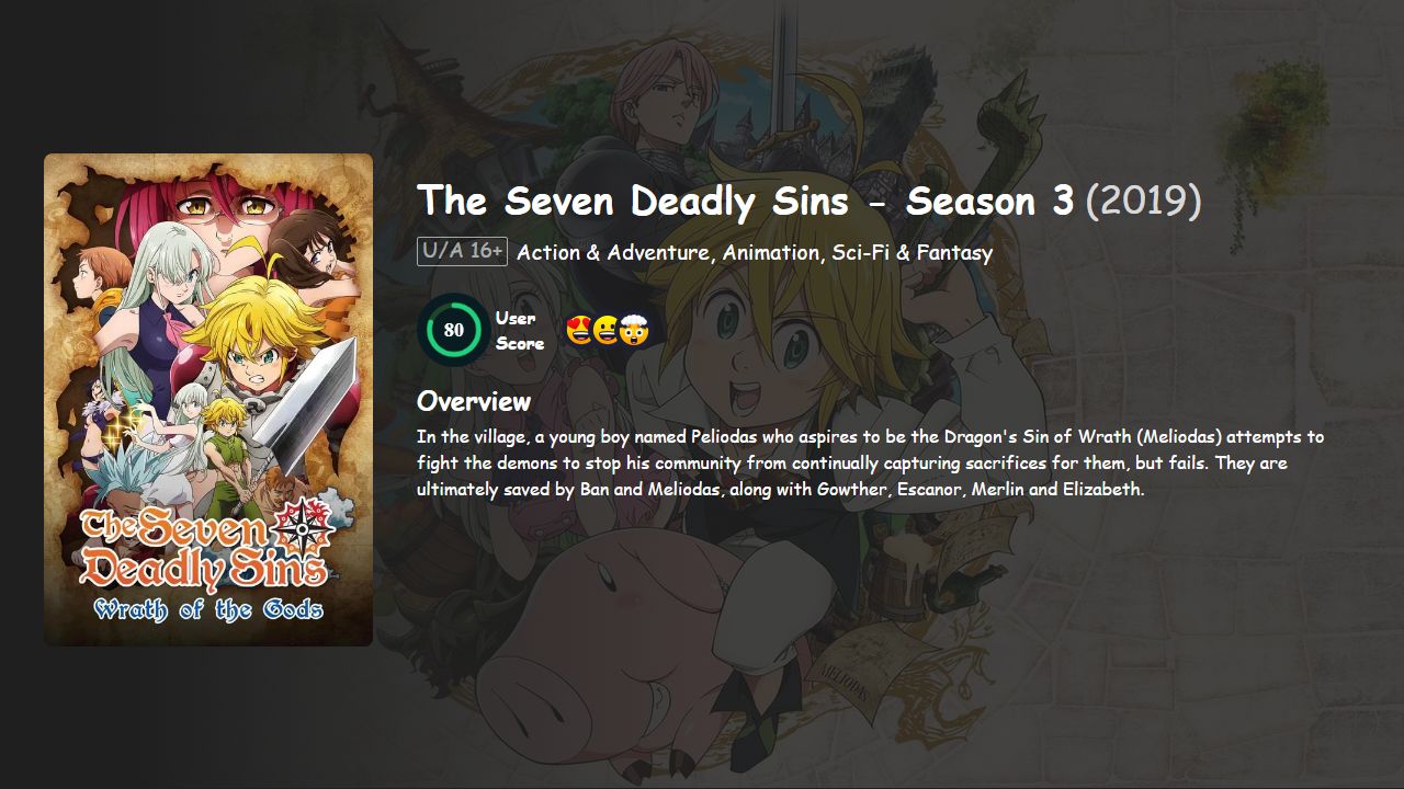 The Seven Deadly Sins Season 3 English-Japanese Dubbed