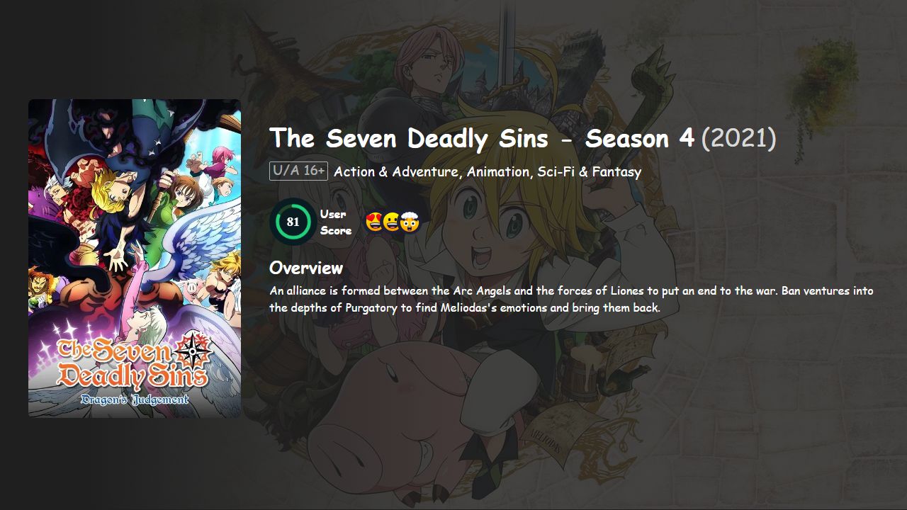 The Seven Deadly Sins Season 4 English-Japanese Dubbed