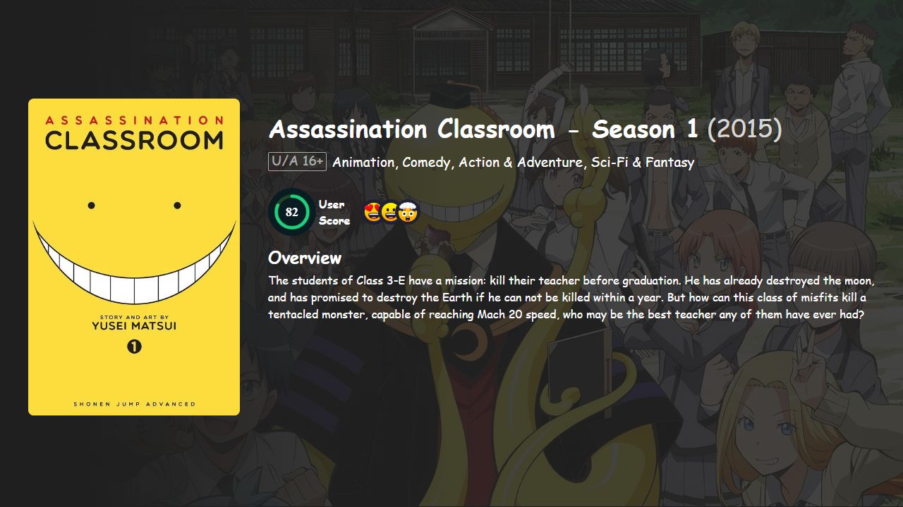 Assassination Classroom Season 1 Hindi-Telugu-Tamil-English-Japanese Dubbed