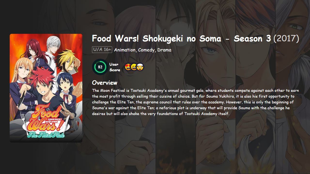 Food Wars! Shokugeki no Soma Season 3 Hindi-English-Japanese Dubbed