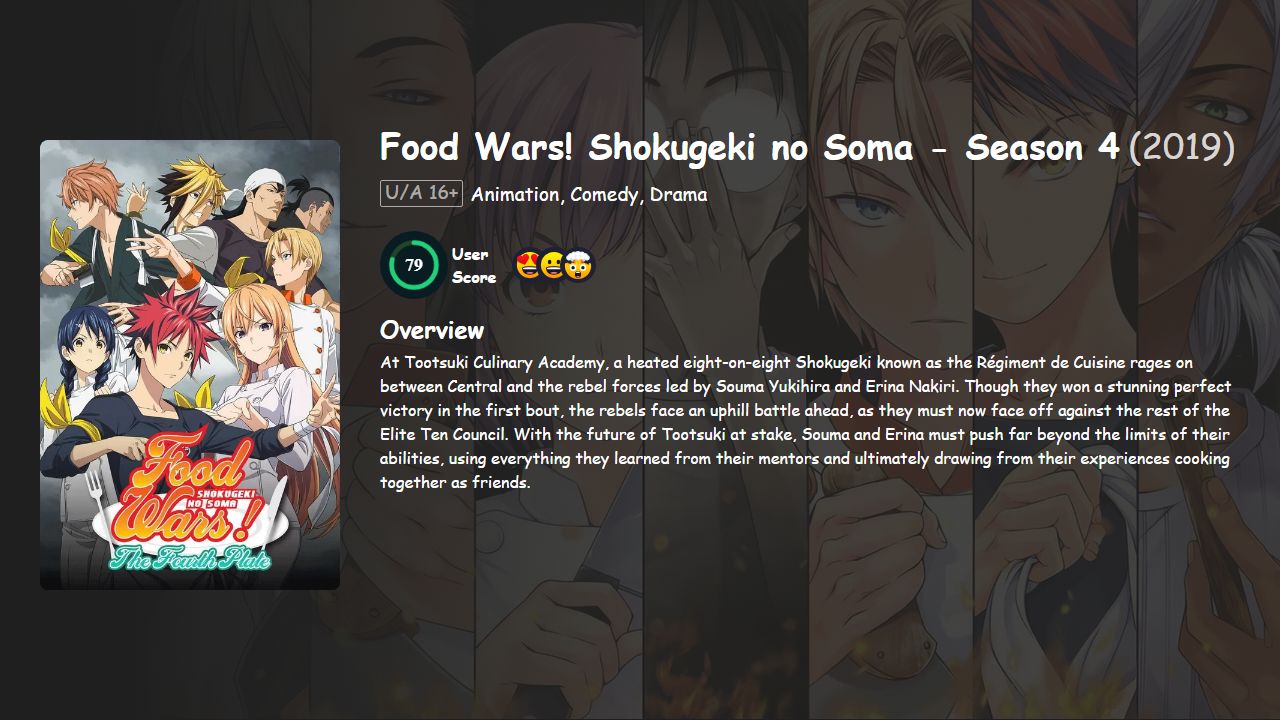 Food Wars! Shokugeki no Soma Season 4 Hindi-Japanese Dubbed