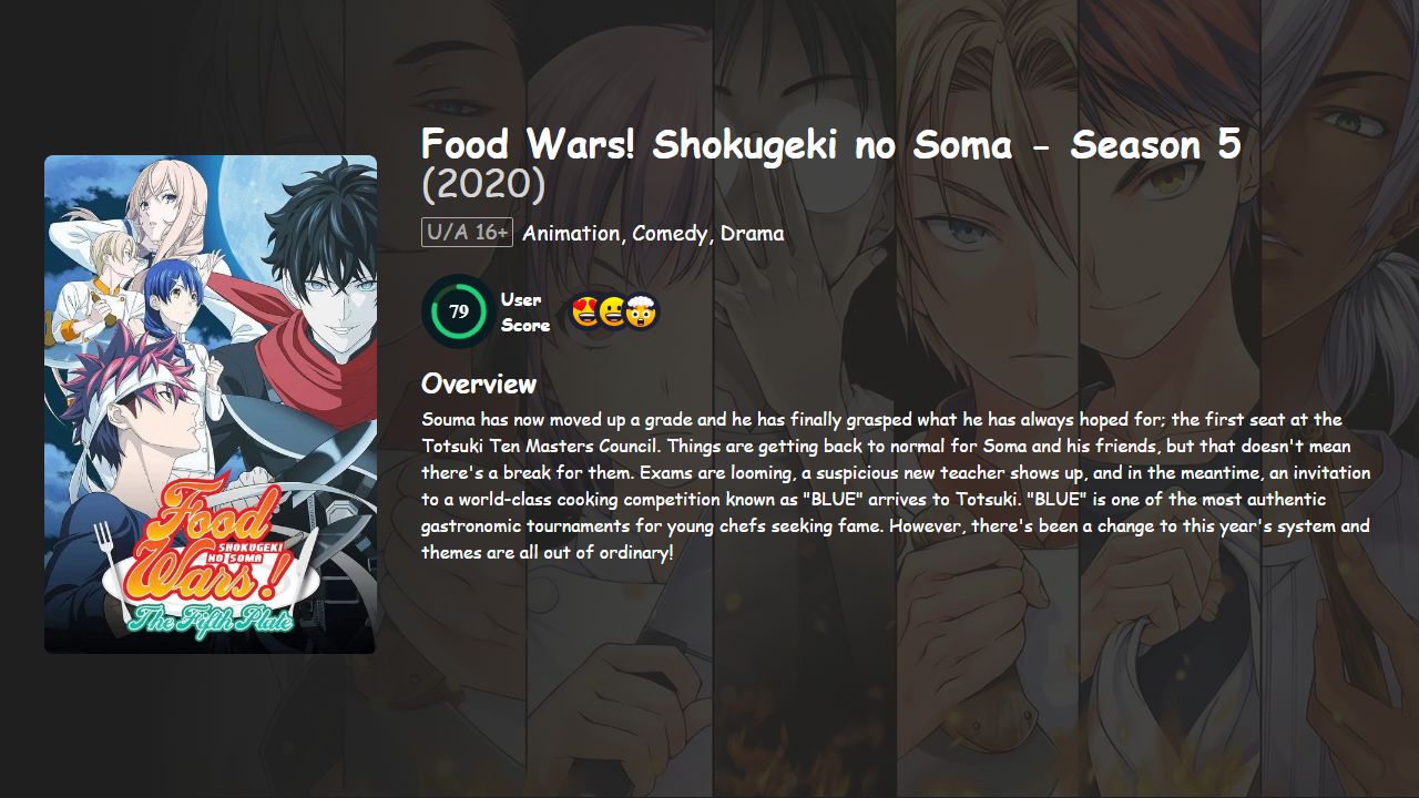 Food Wars! Shokugeki no Soma Season 5 Hindi-Japanese Dubbed