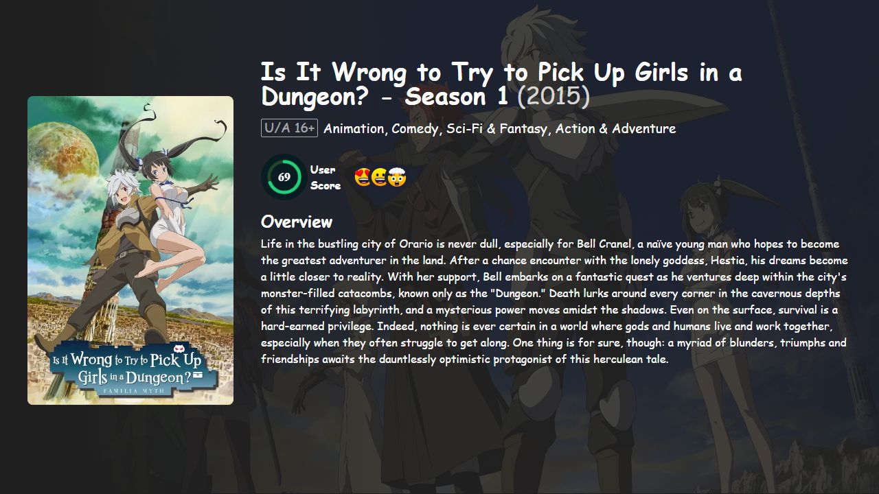 Is It Wrong to Try to Pick Up Girls in a Dungeon? Season 1 Japanese Dubbed