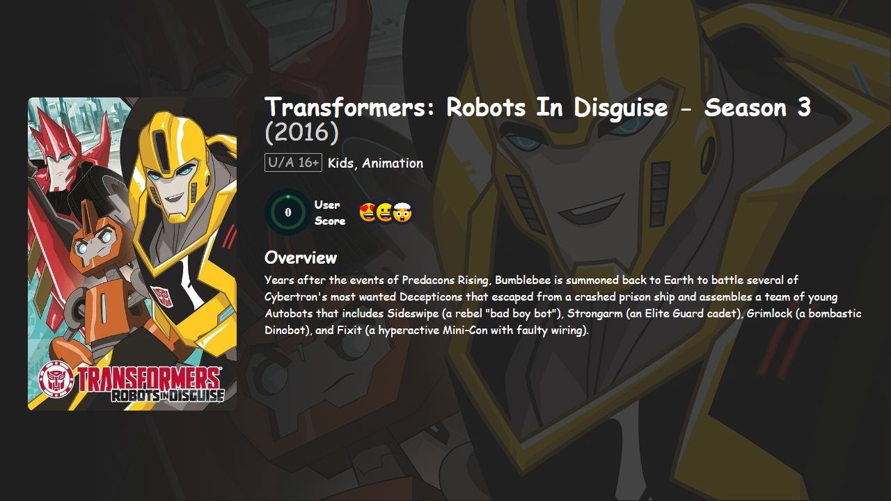 Transformers: Robots In Disguise Season 3 Hindi-Telugu-Tamil-English Dubbed