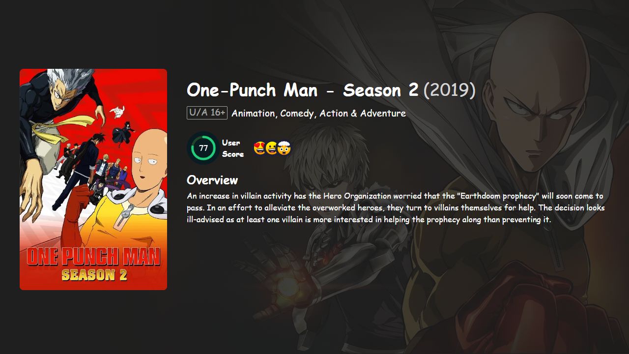 One-Punch Man Season 2 Hindi-Urdu-English-Japanese Dubbed