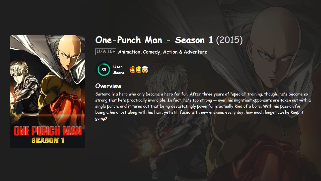 One-Punch Man Season 1 Hindi-Urdu-English-Japanese Dubbed