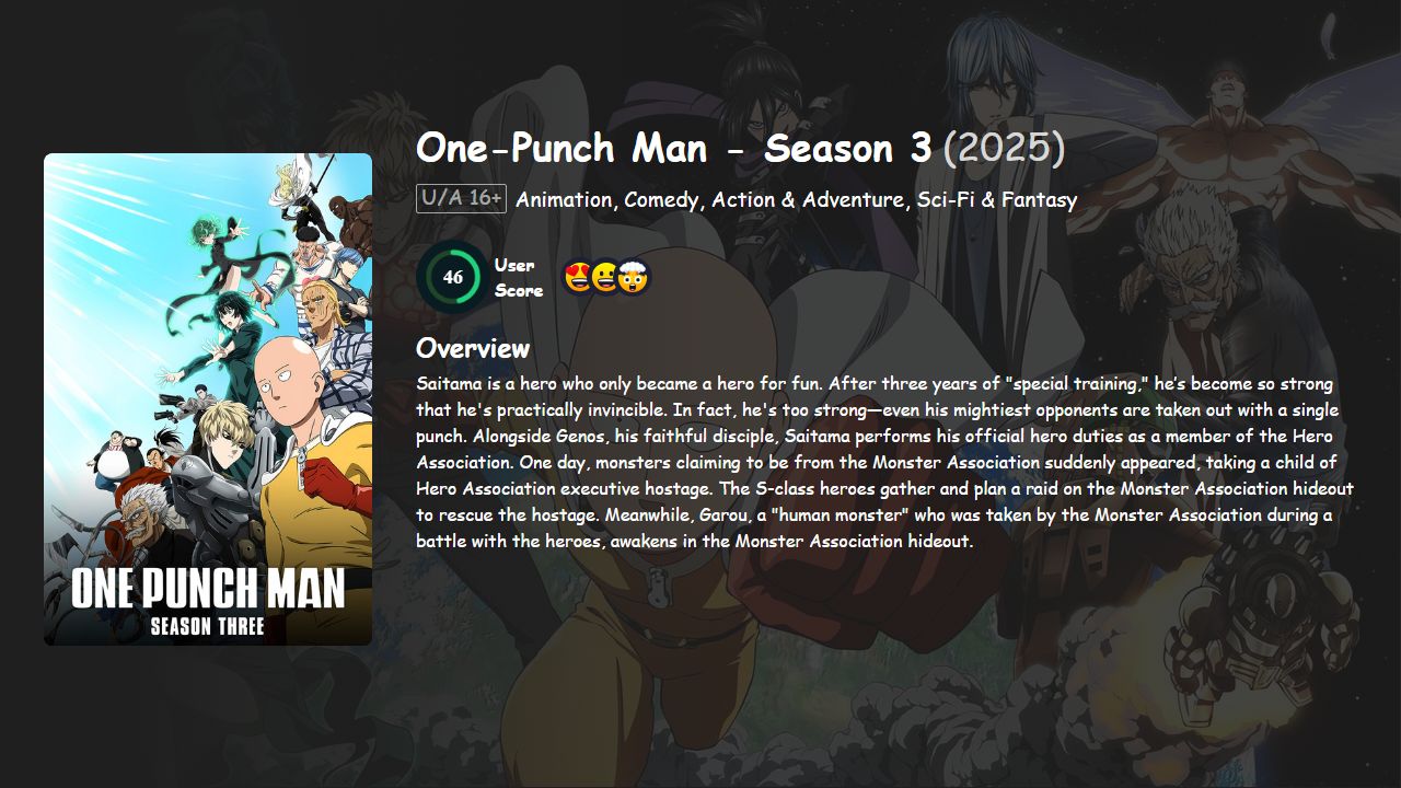 One-Punch Man Season 3 Japanese Dubbed