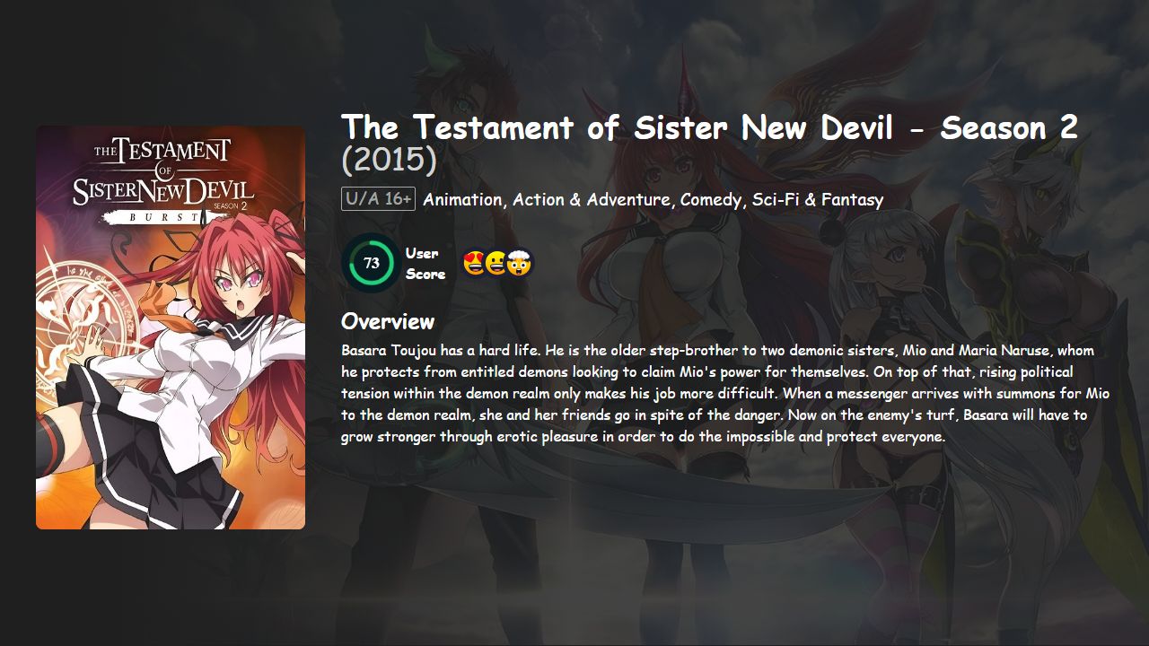 The Testament of Sister New Devil Season 2 English-Japanese Dubbed