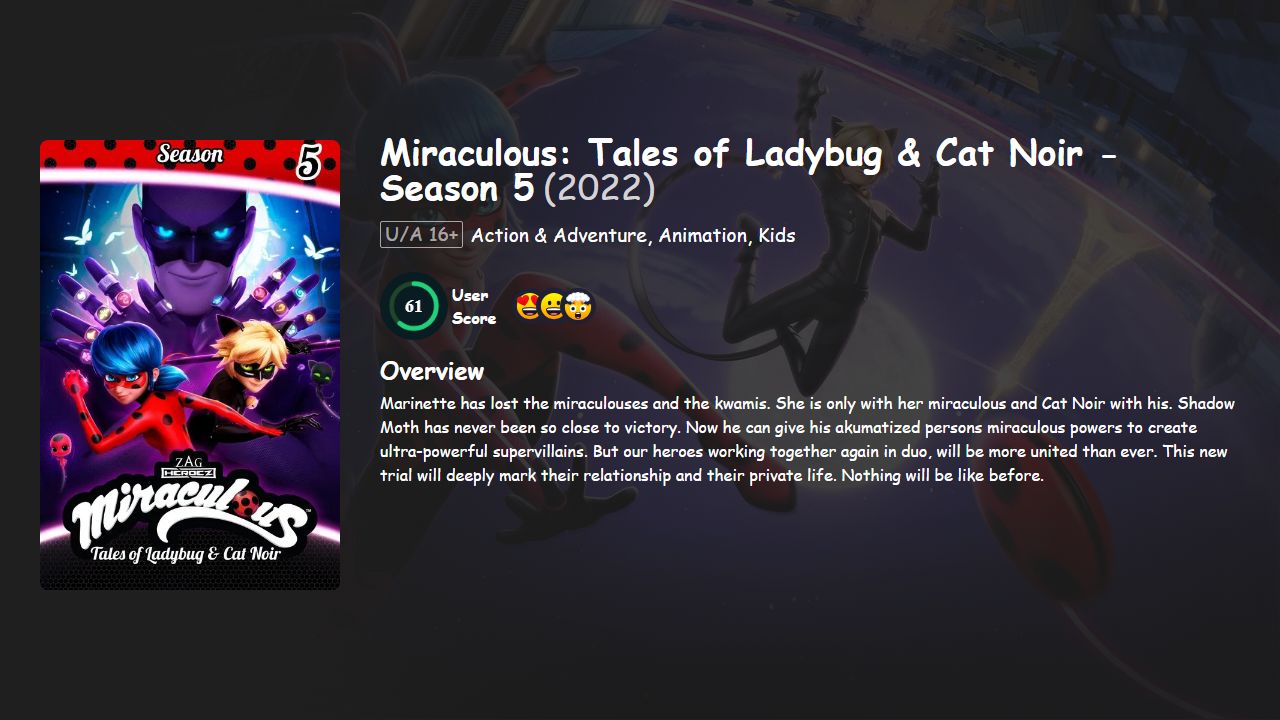 Miraculous: Tales of Ladybug & Cat Noir Season 5 Hindi-English Dubbed
