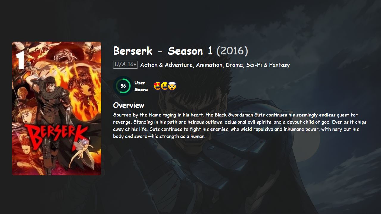 Berserk Season 1 English-Japanese Dubbed