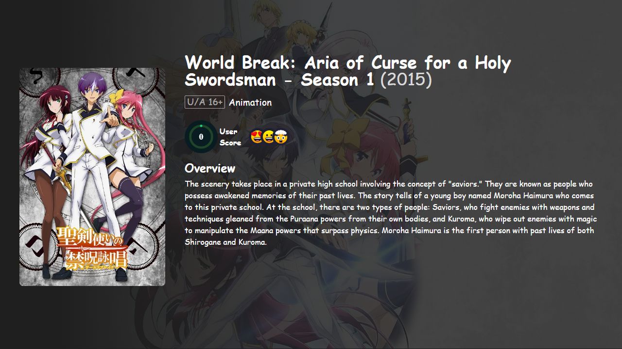 World Break: Aria of Curse for a Holy Swordsman Season 1 Japanese Dubbed