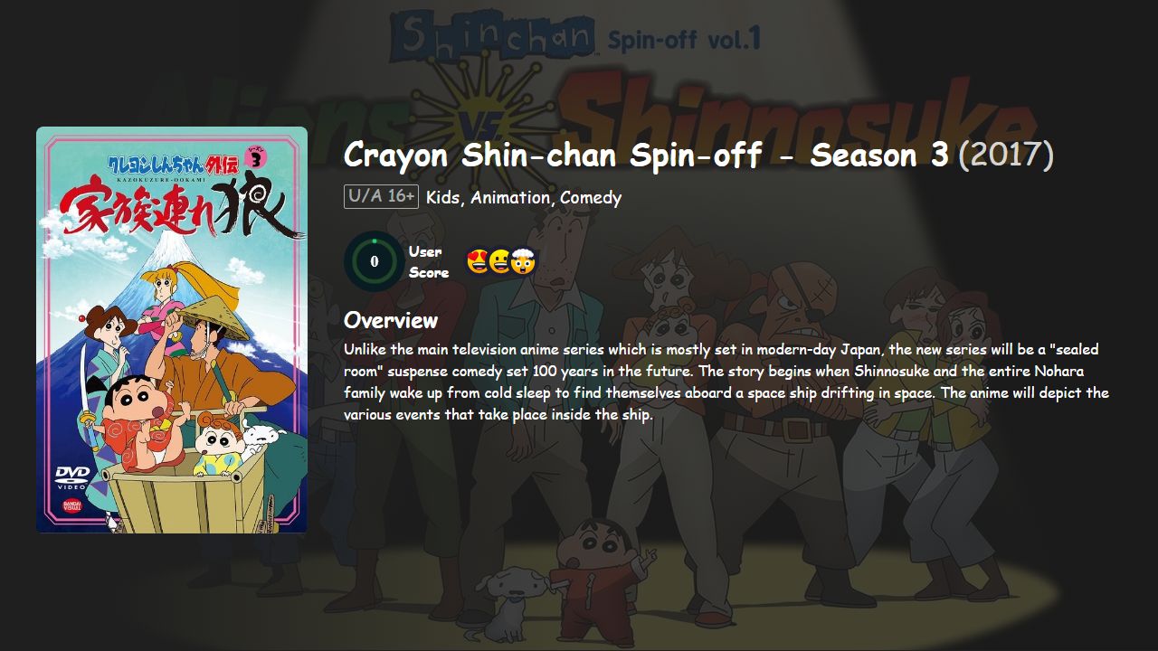 Crayon Shin-chan Spin-off Season 3 Hindi-Telugu-Tamil-Bengali-Kannada-Malayalam-English-Japanese Dubbed