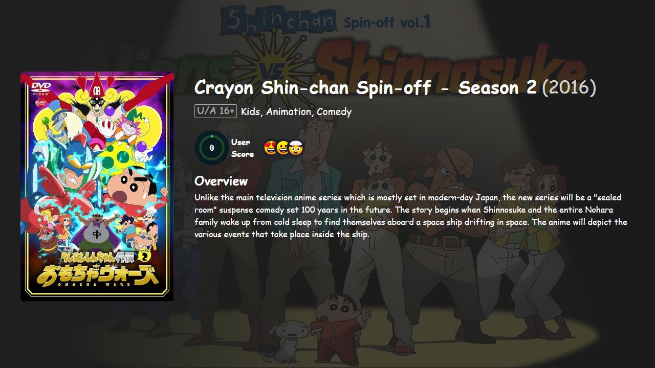 Crayon Shin-chan Spin-off Season 2 Hindi-Telugu-Tamil-Bengali-Kannada-Malayalam-English-Japanese Dubbed