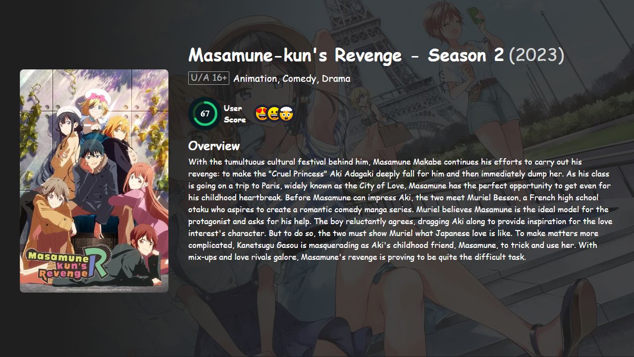 Masamune-kun’s Revenge Season 2 Hindi-English-Japanese Dubbed