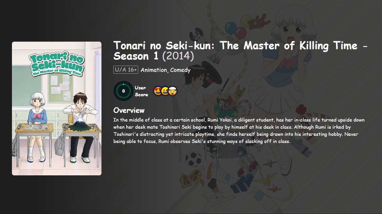 Tonari no Seki-kun: The Master of Killing Time Season 1 English-Japanese Dubbed