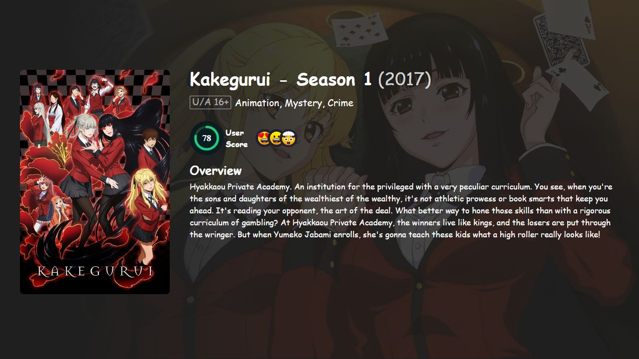 Kakegurui Season 1 Hindi-English-Japanese Dubbed