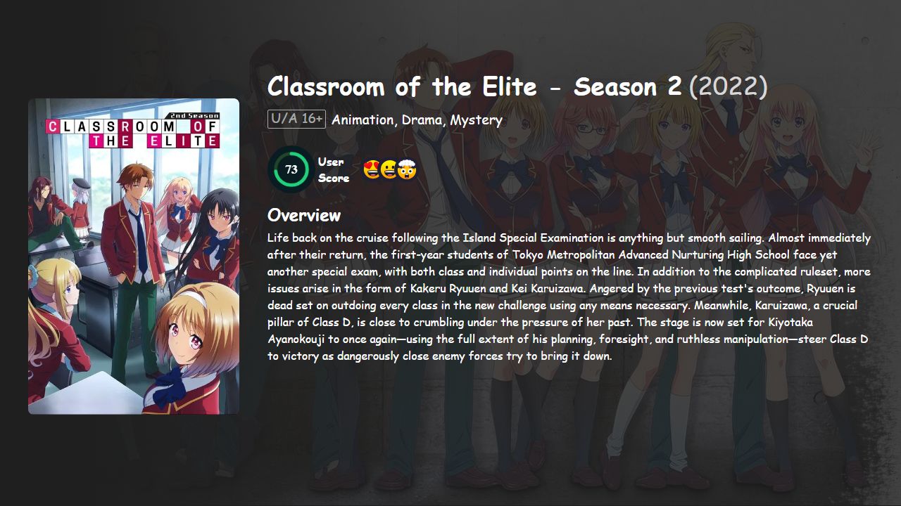 Classroom of the Elite Season 2 English-Japanese Dubbed